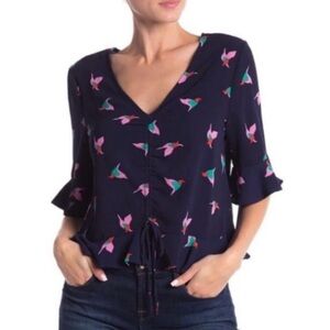 Anthropologie x Elodie Hummingbird Flutter Sleeve Top